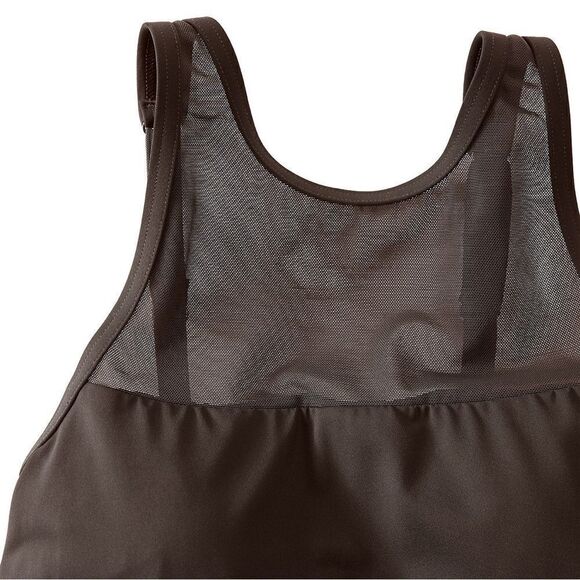 Land's End plus size Tankini high neck power mesh liner soft cup Rich Coffee Var - Picture 5 of 9